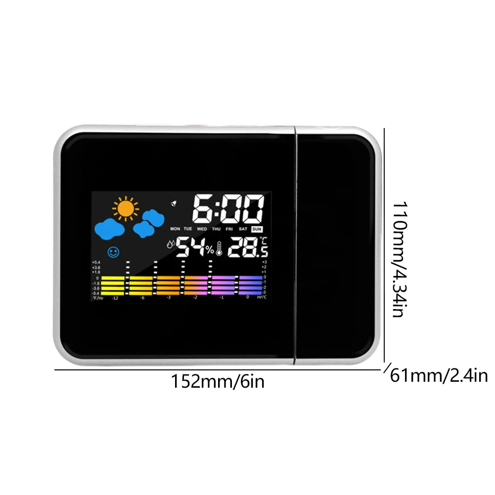 Smart Alarm Clock with Night Backlight Adjustable Projection Angle Projection Clock Desk Table Thermometer Hygrometer