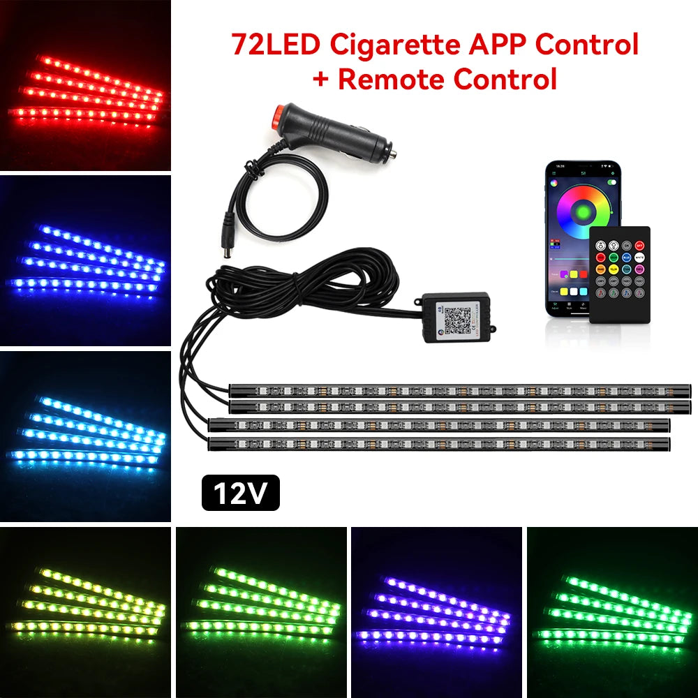 Automotive Ambient Light Foot Interior Modification LED Ambient Light Car Usb/Cig Music Atmosphere Decorative Strip Lamp