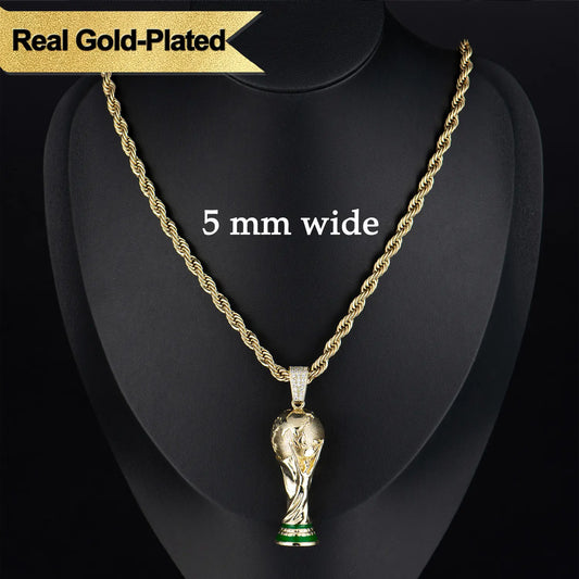 Holylegend 14K Real Gold Plated 2026 World Cup Rope Chain,24 Inches Long and 5Mm Wide, Hand-Polished and Multi-Plated, Suitable for Daily Wear