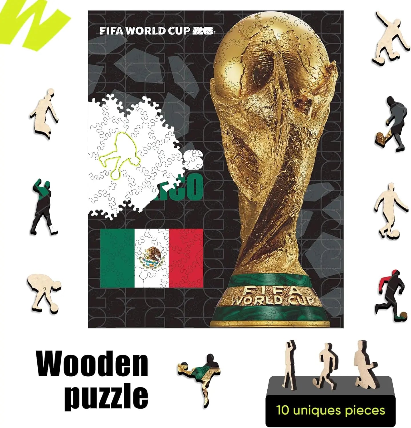 FIFA World Cup 2026 Mexico Poster Puzzle, Officially Licensed Trophy Wooden Puzzles for Adults, 200 Pieces Jigsaw Puzzle Gifts for Soccer Fans, Football Home Office Memorabilia,9.5 X 11.8 Inch Summerwins