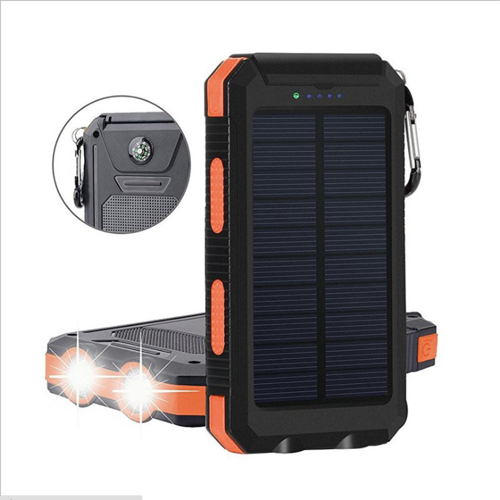 Solar Power Bank Compass 20000Mah Outdoor Mobile Phone Dual Headlights