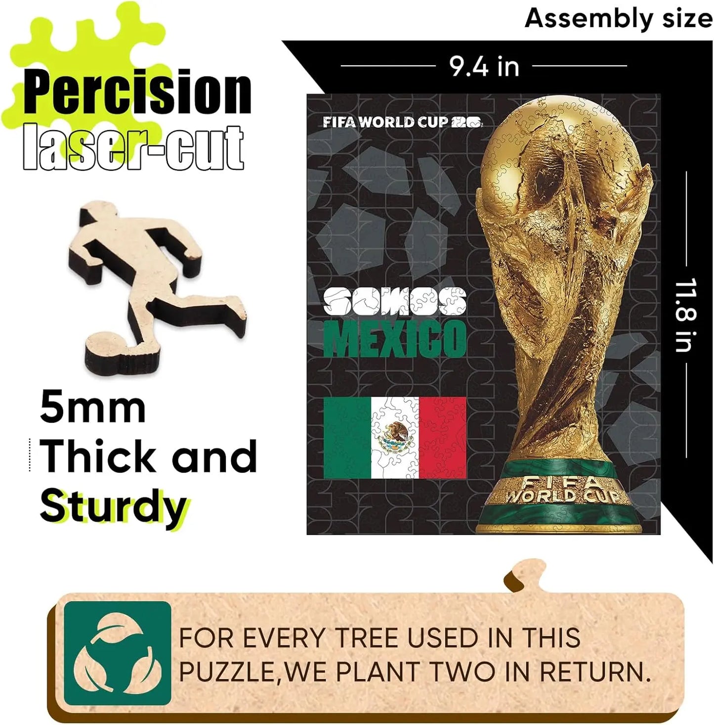 FIFA World Cup 2026 Mexico Poster Puzzle, Officially Licensed Trophy Wooden Puzzles for Adults, 200 Pieces Jigsaw Puzzle Gifts for Soccer Fans, Football Home Office Memorabilia,9.5 X 11.8 Inch Summerwins