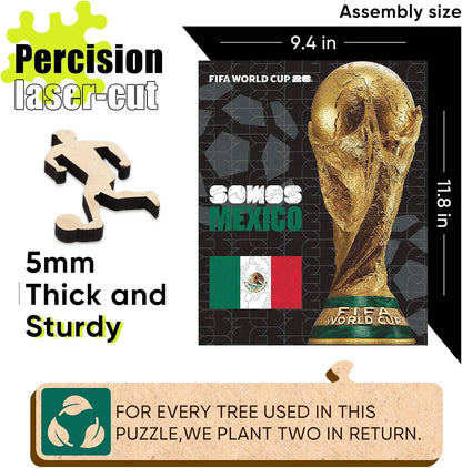 FIFA World Cup 2026 Mexico Poster Puzzle, Officially Licensed Trophy Wooden Puzzles for Adults, 200 Pieces Jigsaw Puzzle Gifts for Soccer Fans, Football Home Office Memorabilia,9.5 X 11.8 Inch Summerwins
