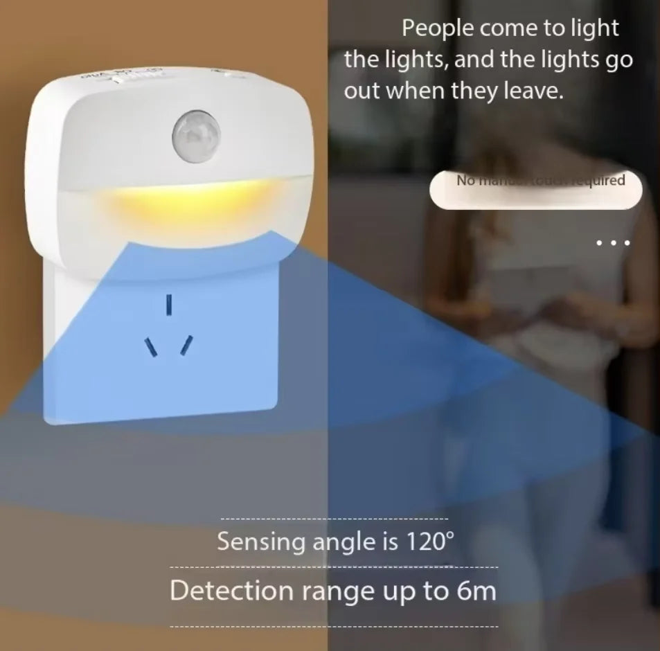 LED Night Light EU Plug in Smart Motion Sensor Light 220V Wall Lamp for Home Aisle WC Hallway Stair Kitchen Bedroom Night Lamp