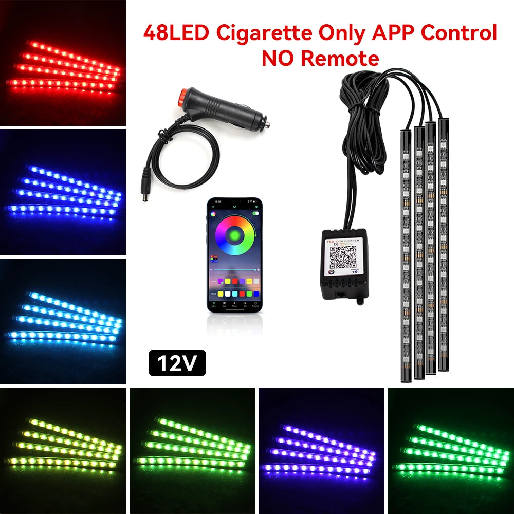 Automotive Ambient Light Foot Interior Modification LED Ambient Light Car Usb/Cig Music Atmosphere Decorative Strip Lamp