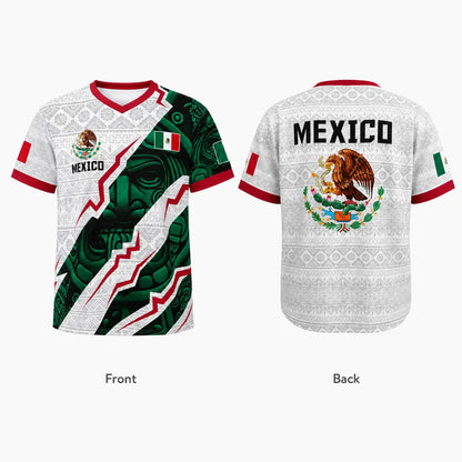 Men'S Mexico Aztec Soccer Jersey, 2026 Style Short Sleeve Football Shirt, Breathable Game Day Fan Top, Casual Sportswear Gift for Soccer Fans & Players