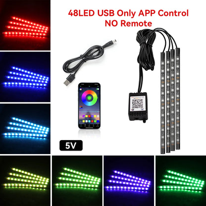 Automotive Ambient Light Foot Interior Modification LED Ambient Light Car Usb/Cig Music Atmosphere Decorative Strip Lamp