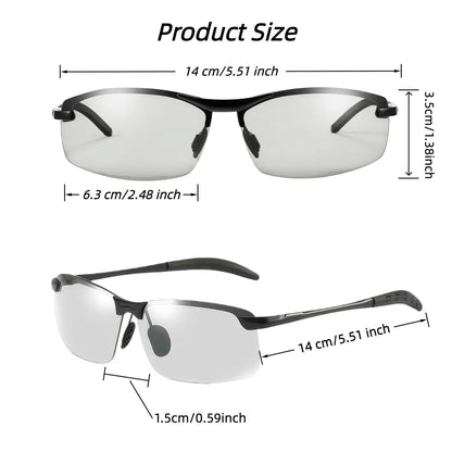 Summervibes Photochromic Polarized UV Protection Safety Sunglasses for Men and Women Day and Night Spring Hinge Sports Driving Eyewear anti Glare Eyestrain Eyeglasses