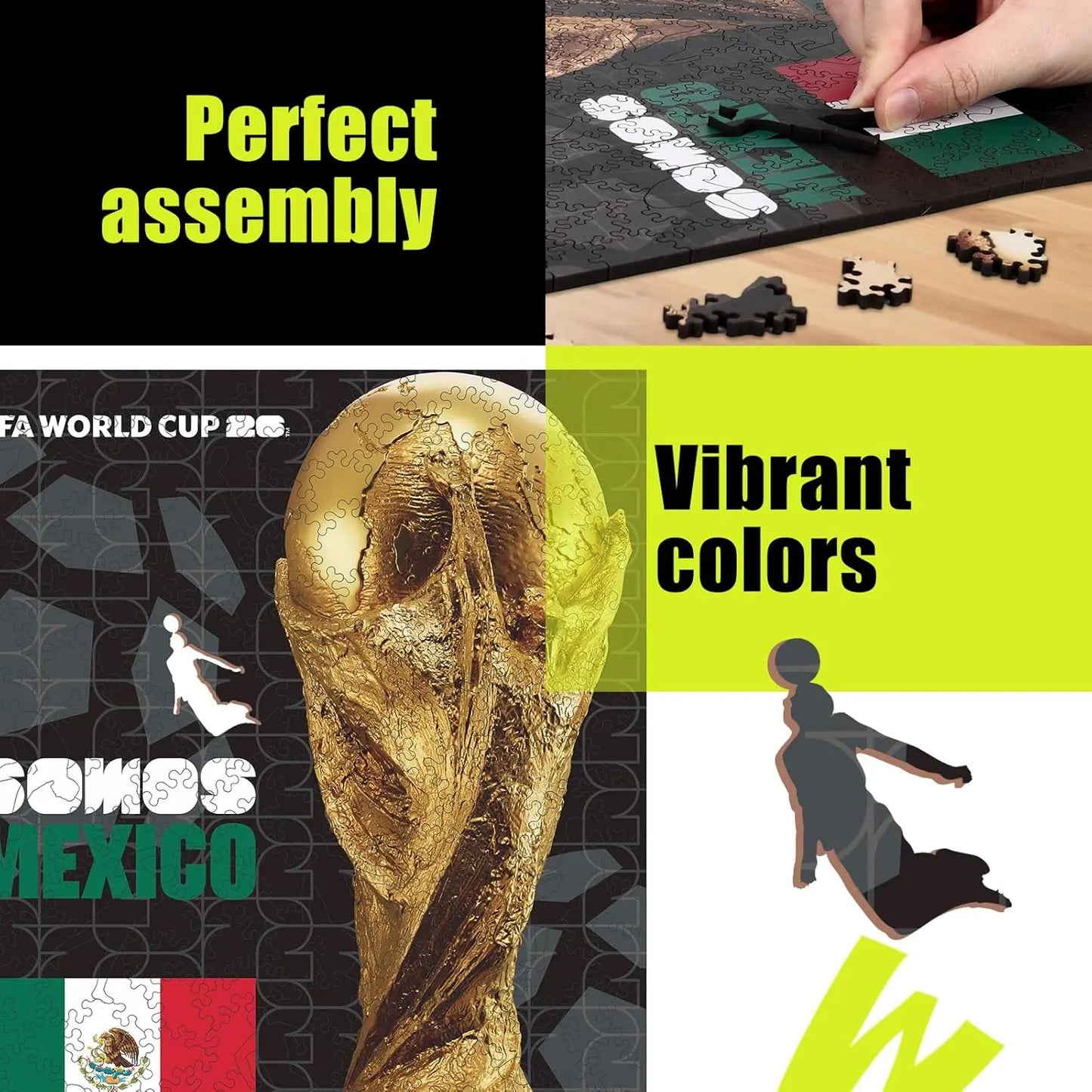 FIFA World Cup 2026 Mexico Poster Puzzle, Officially Licensed Trophy Wooden Puzzles for Adults, 200 Pieces Jigsaw Puzzle Gifts for Soccer Fans, Football Home Office Memorabilia,9.5 X 11.8 Inch Summerwins