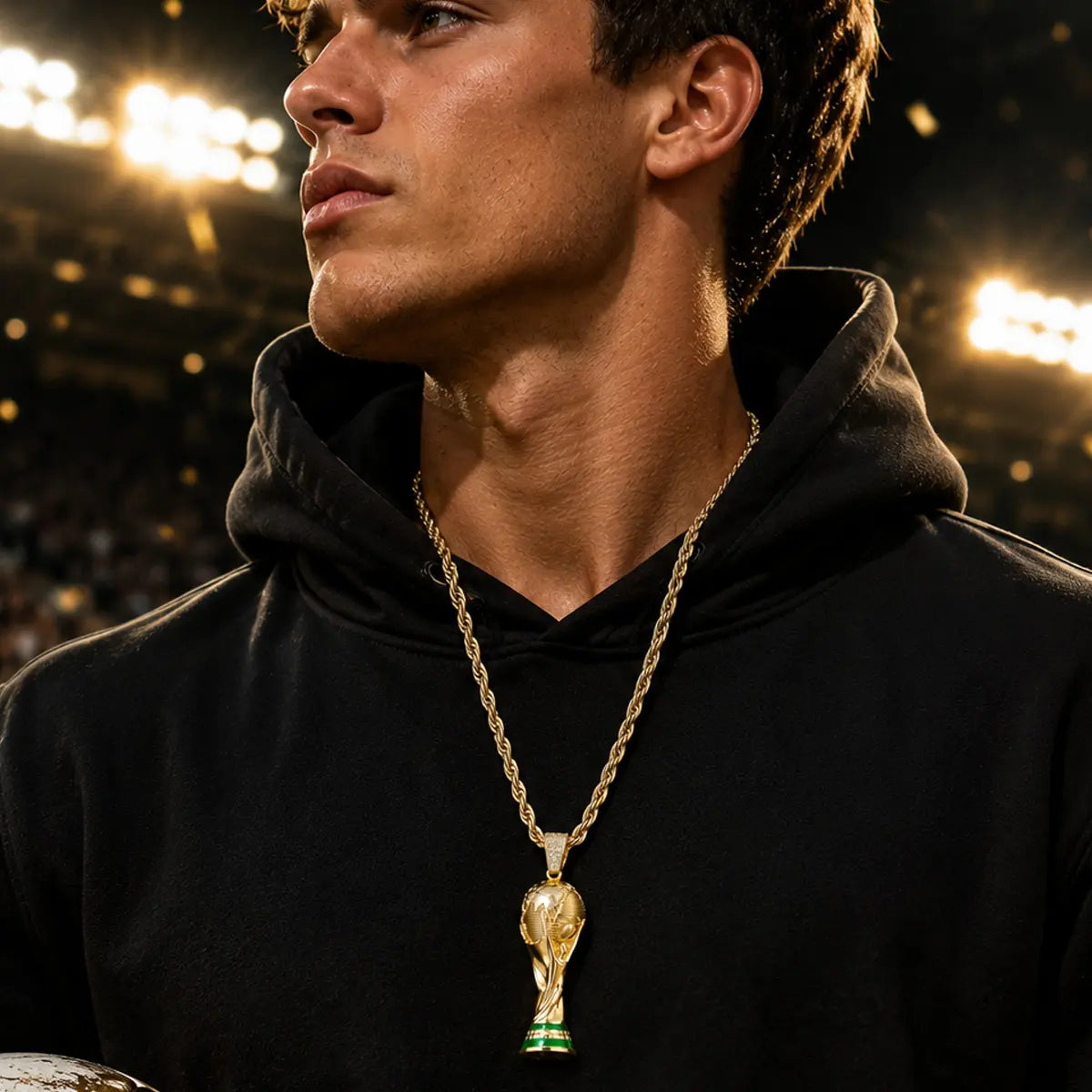 Holylegend 14K Real Gold Plated 2026 World Cup Rope Chain,24 Inches Long and 5Mm Wide, Hand-Polished and Multi-Plated, Suitable for Daily Wear