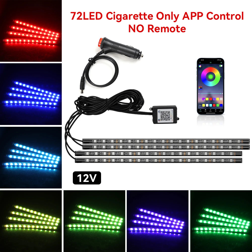 Automotive Ambient Light Foot Interior Modification LED Ambient Light Car Usb/Cig Music Atmosphere Decorative Strip Lamp