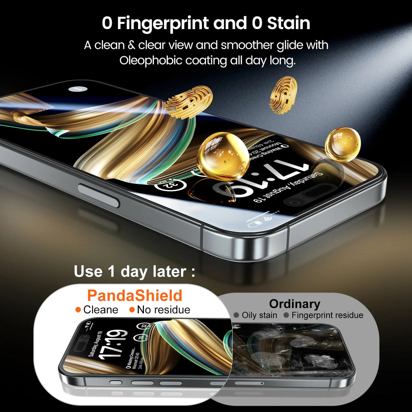 Pandashield Privacy Screen Protector for Iphone 13/14/15/16/17 Pro Max plus with Easy Installation Tool, anti Spy anti Glare Full Coverage Tempered Glass Film, Anti-Fingerprint, Case Friendly Smooth as Silk Protective Shockproof Smartphone Cellphone