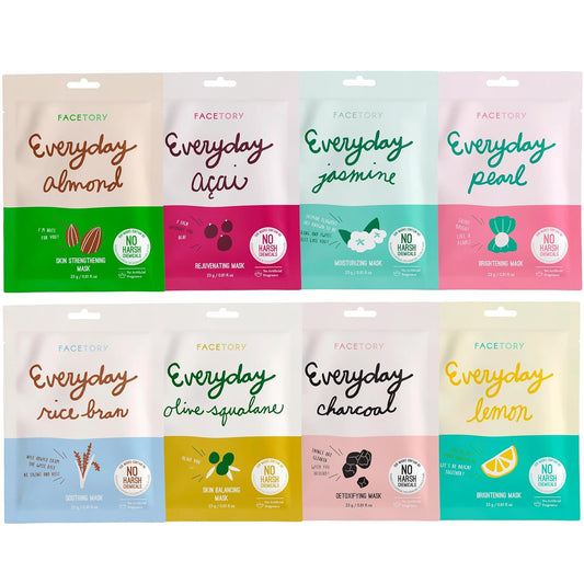 K Beauty Face Mask Skin Care - EVERYDAY 8 COLLECTION Sheet Mask Set (16 Pc) | Natural Premium Korean Face Mask for All Skin Types - No Sulfates No Parabens