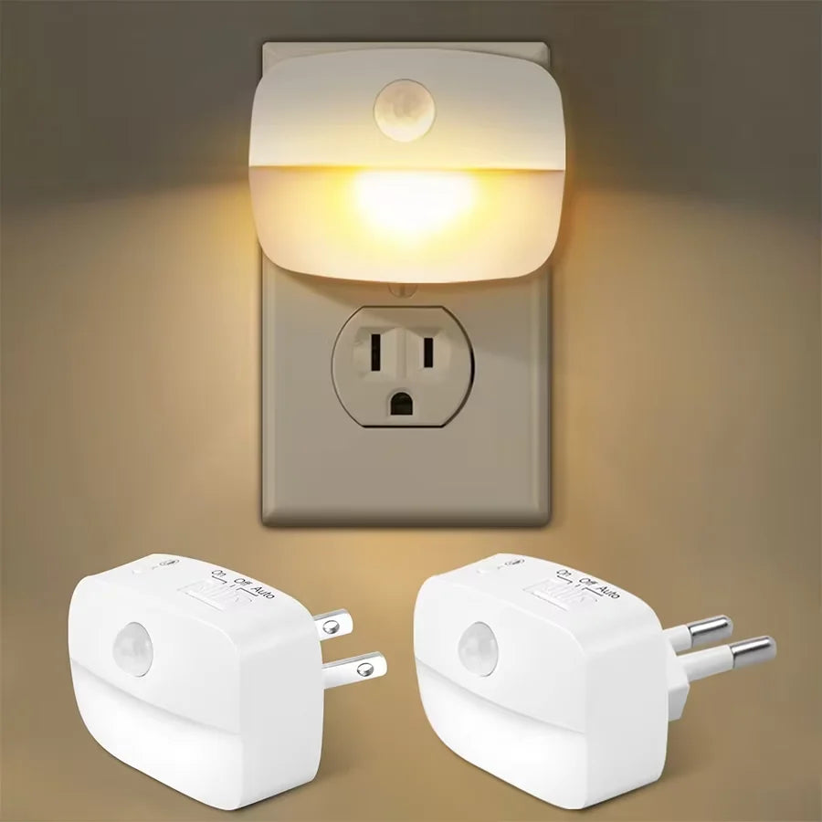 LED Night Light EU Plug in Smart Motion Sensor Light 220V Wall Lamp for Home Aisle WC Hallway Stair Kitchen Bedroom Night Lamp