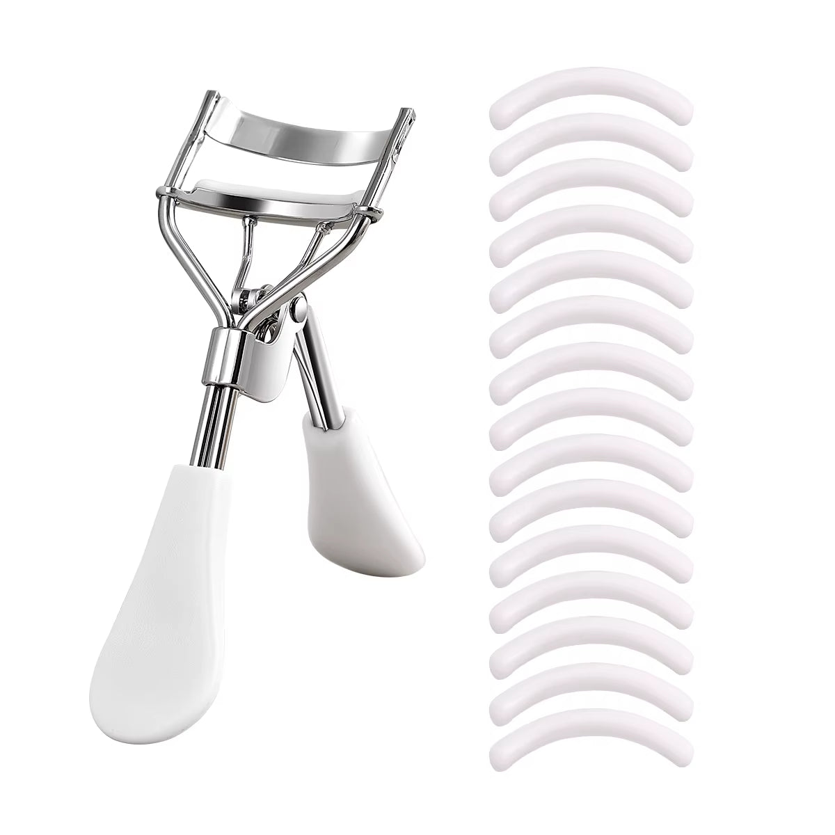Portable Eyelash Curler with 15 Silicone Pads and Stainless Steel Eyelash Curler, Used for Eyelash Extensions and Curling Tools