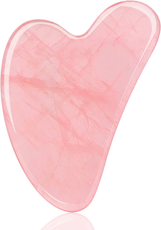 Gua Sha Facial Tool,Guasha Tool for Face,Facial and Body Massager,Natural Stones Rose Quartz,Scraping and SPA Acupuncture Therapy to Lift,Decrease Puffiness and Tighten.(Pink)
