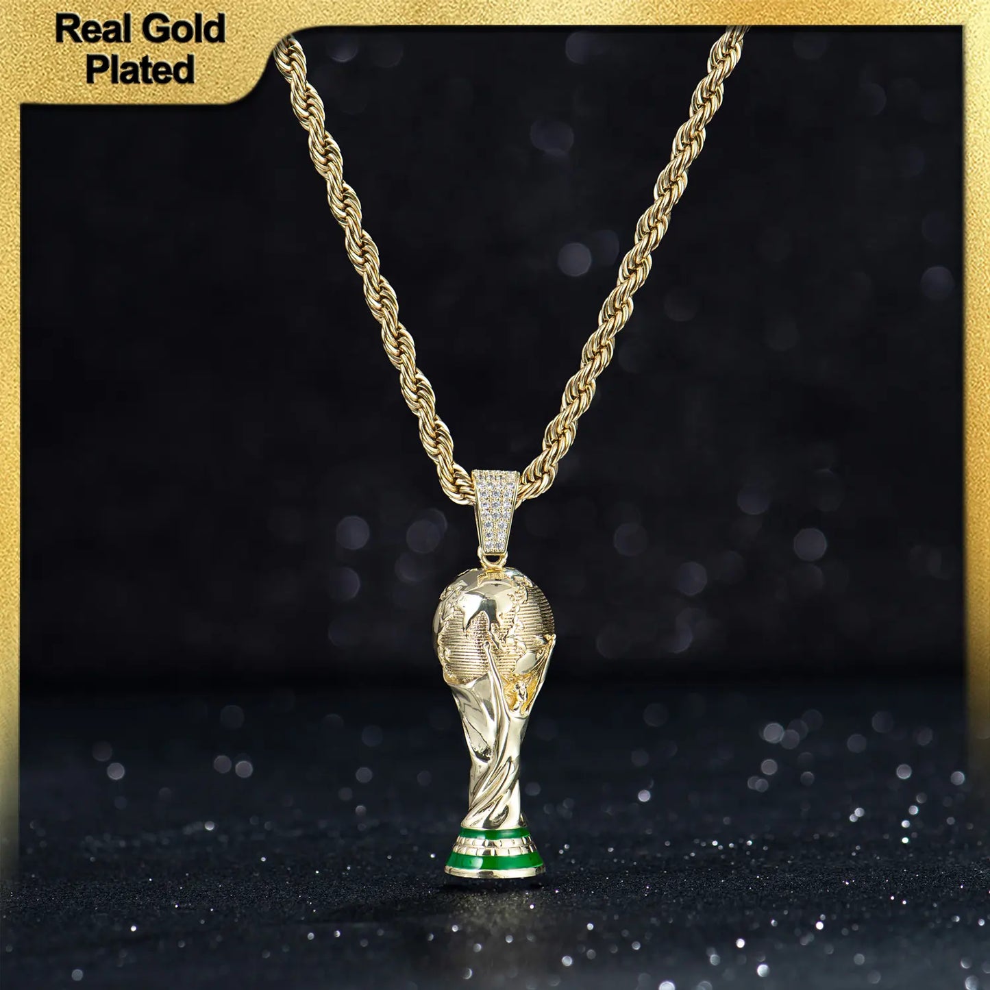 Holylegend 14K Real Gold Plated 2026 World Cup Rope Chain,24 Inches Long and 5Mm Wide, Hand-Polished and Multi-Plated, Suitable for Daily Wear