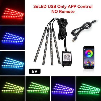 Automotive Ambient Light Foot Interior Modification LED Ambient Light Car Usb/Cig Music Atmosphere Decorative Strip Lamp