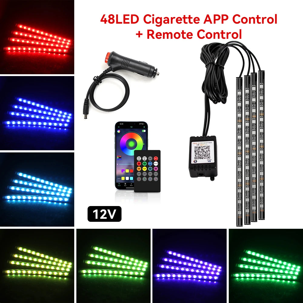 Automotive Ambient Light Foot Interior Modification LED Ambient Light Car Usb/Cig Music Atmosphere Decorative Strip Lamp