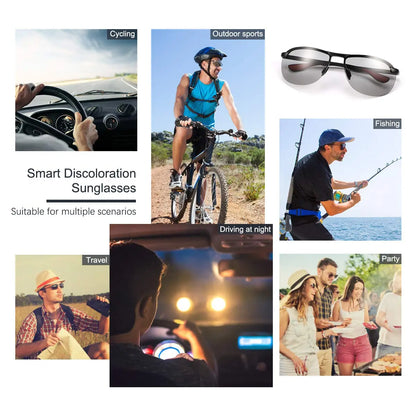 Summervibes Photochromic Polarized UV Protection Safety Sunglasses for Men and Women Day and Night Spring Hinge Sports Driving Eyewear anti Glare Eyestrain Eyeglasses
