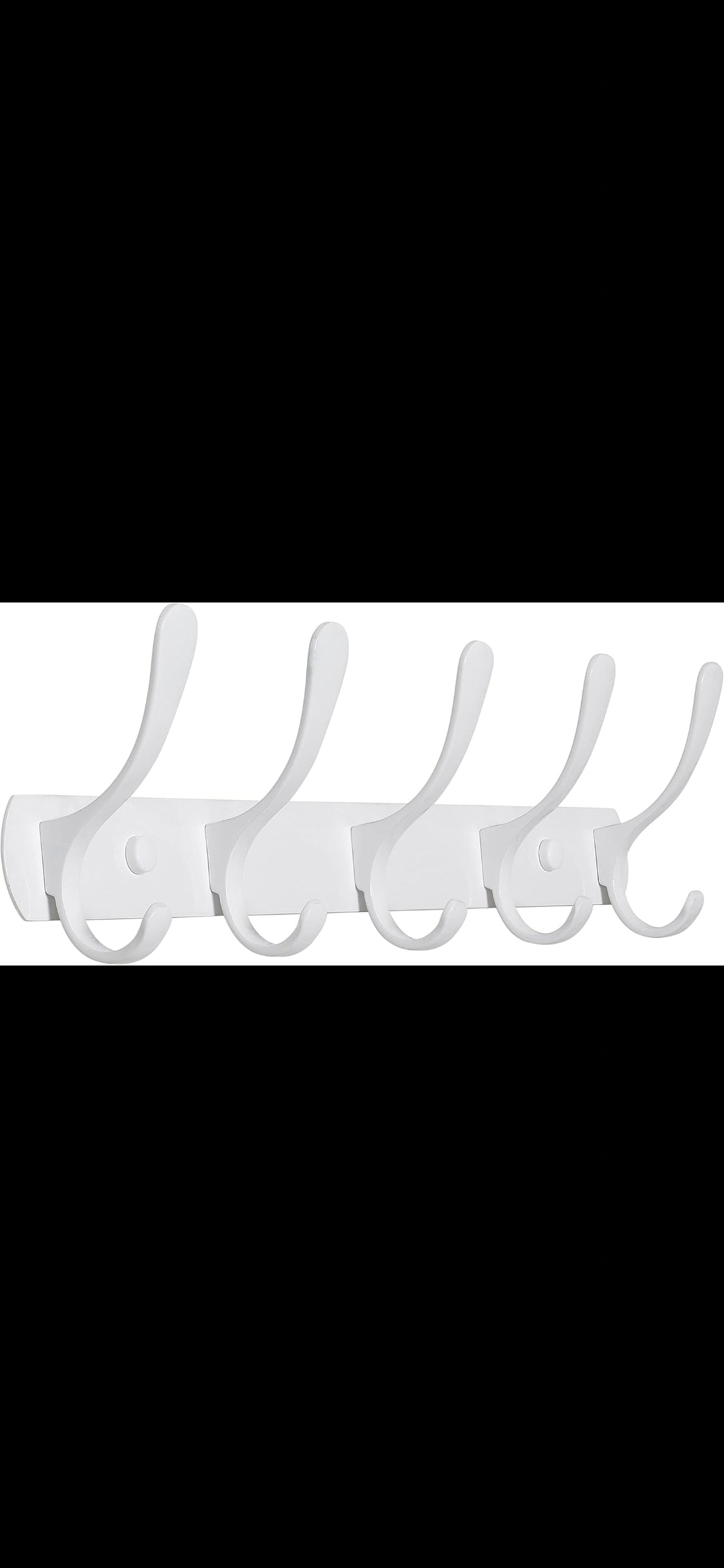 Coat Rack Wall Mount White- Modern, Metal Wall Coat Rack with 5 Hooks, Sturdy Wall Mounted Coat Hooks for Hanging Coat, Jacket, Clothes, Hats