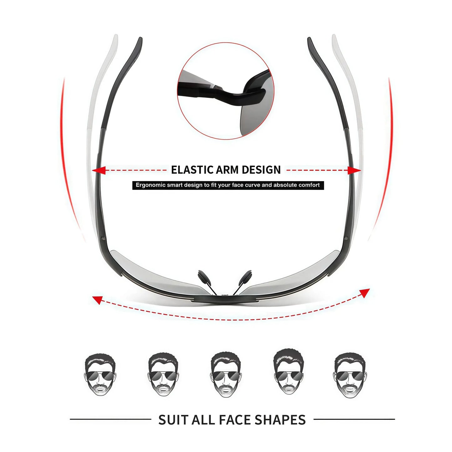 Summervibes Photochromic Polarized UV Protection Safety Sunglasses for Men and Women Day and Night Spring Hinge Sports Driving Eyewear anti Glare Eyestrain Eyeglasses