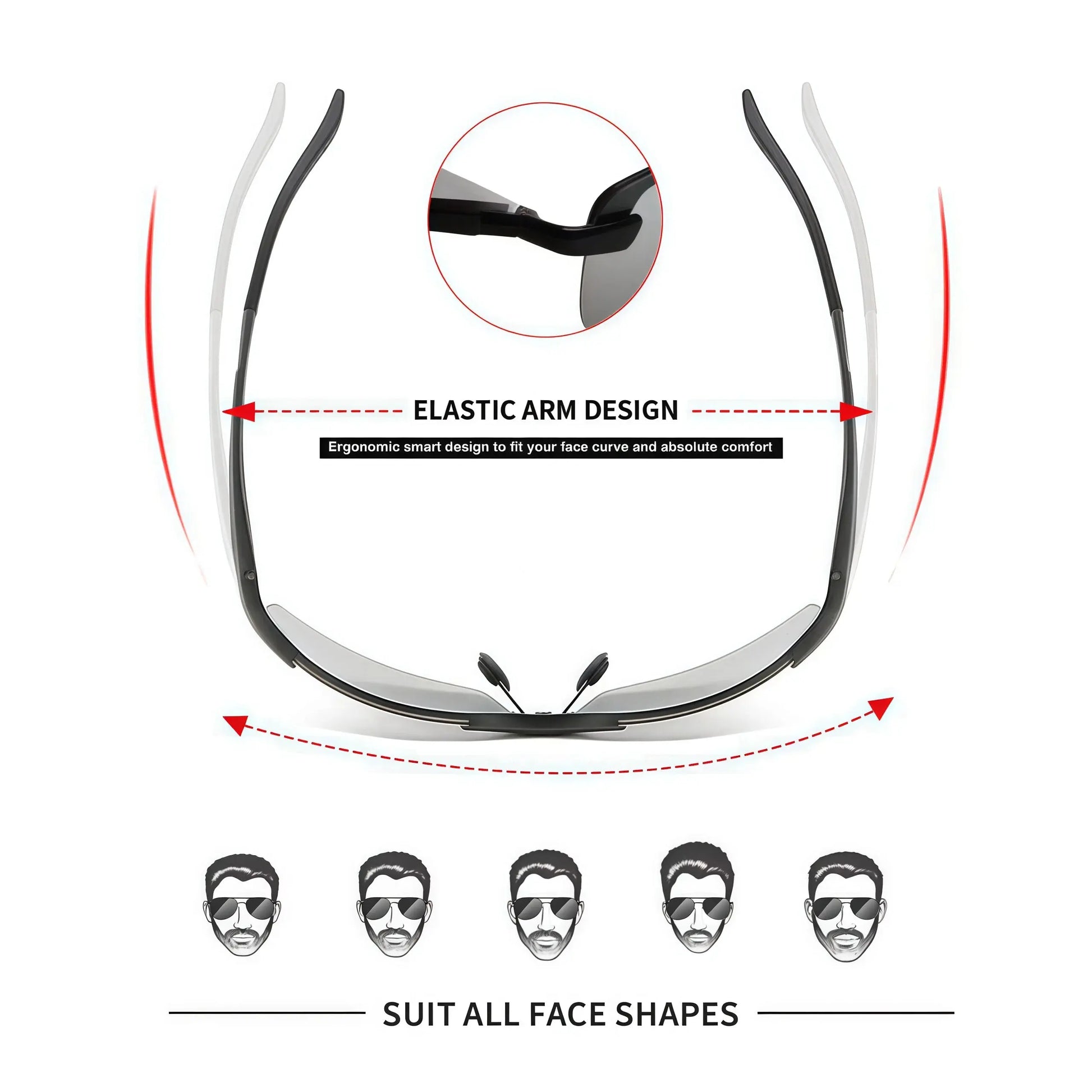 Summervibes Photochromic Polarized UV Protection Safety Sunglasses for Men and Women Day and Night Spring Hinge Sports Driving Eyewear anti Glare Eyestrain Eyeglasses