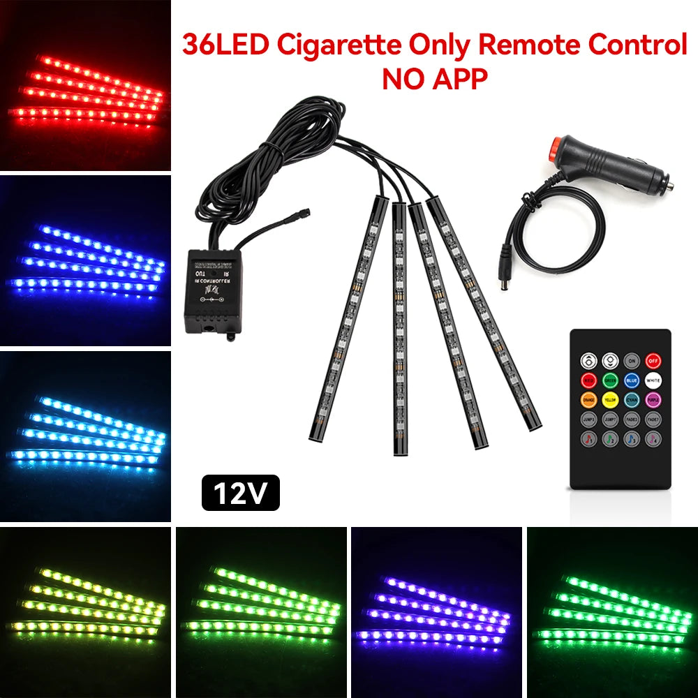 Automotive Ambient Light Foot Interior Modification LED Ambient Light Car Usb/Cig Music Atmosphere Decorative Strip Lamp