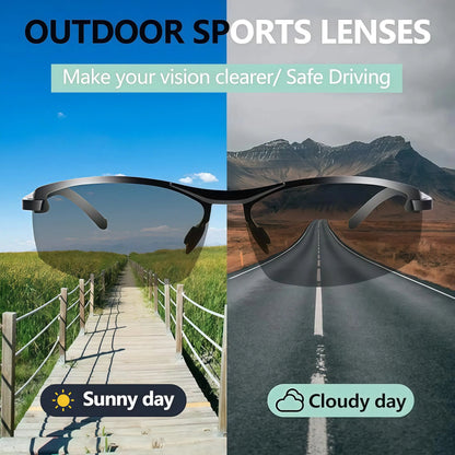 Summervibes Photochromic Polarized UV Protection Safety Sunglasses for Men and Women Day and Night Spring Hinge Sports Driving Eyewear anti Glare Eyestrain Eyeglasses