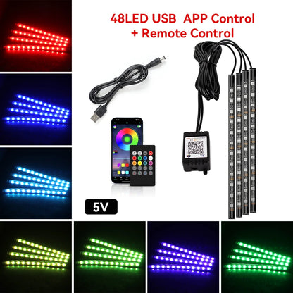 Automotive Ambient Light Foot Interior Modification LED Ambient Light Car Usb/Cig Music Atmosphere Decorative Strip Lamp