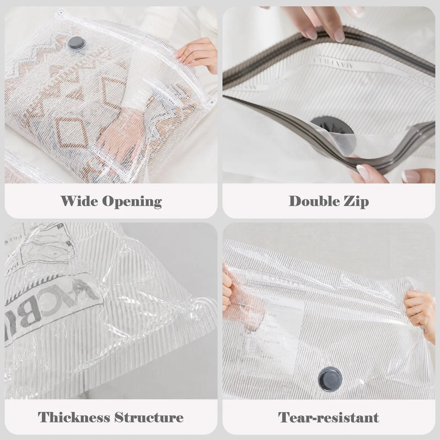 【Summer Vibes】Vacease Cordless Travel Vacuum Bag Set with Rechargeable Air Pump - 15-Pack Space Saving Storage Bags, Airtight Resealing Sealed Organizers for Luggage, Sturdy Lightweight Clothes Storage Solution, Vacuum Bags for Travel