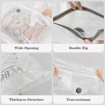 【Summer Vibes】Vacease Cordless Travel Vacuum Bag Set with Rechargeable Air Pump - 15-Pack Space Saving Storage Bags, Airtight Resealing Sealed Organizers for Luggage, Sturdy Lightweight Clothes Storage Solution, Vacuum Bags for Travel