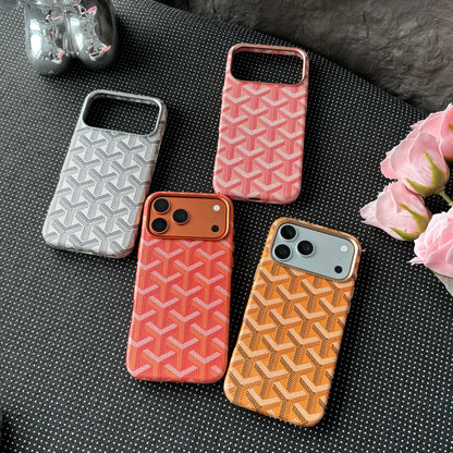 Magsafe PU Leather Smartphone Case for Iphone 16/17 Pro Max, Shockproof, Anti-Fade Cellphone Accessory with Flocking Lining for Handheld Devices