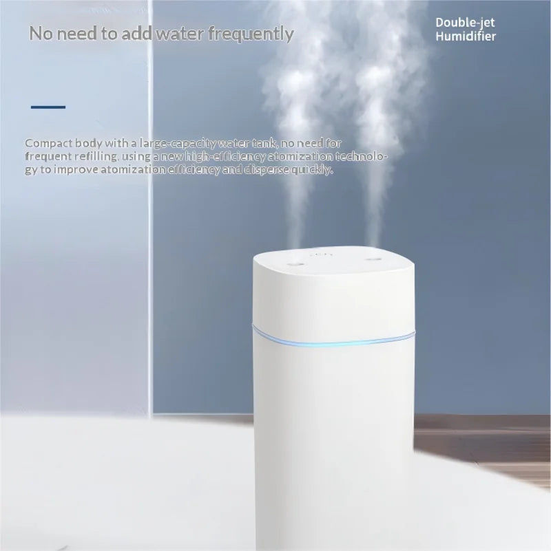 Mini USB Dual Spray Humidifier Desktop Air Purifier for Home Bedroom Portable Aromatherapy Moisturizing Air Cleaner