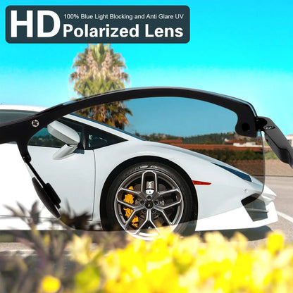 Summervibes Photochromic Polarized UV Protection Safety Sunglasses for Men and Women Day and Night Spring Hinge Sports Driving Eyewear anti Glare Eyestrain Eyeglasses