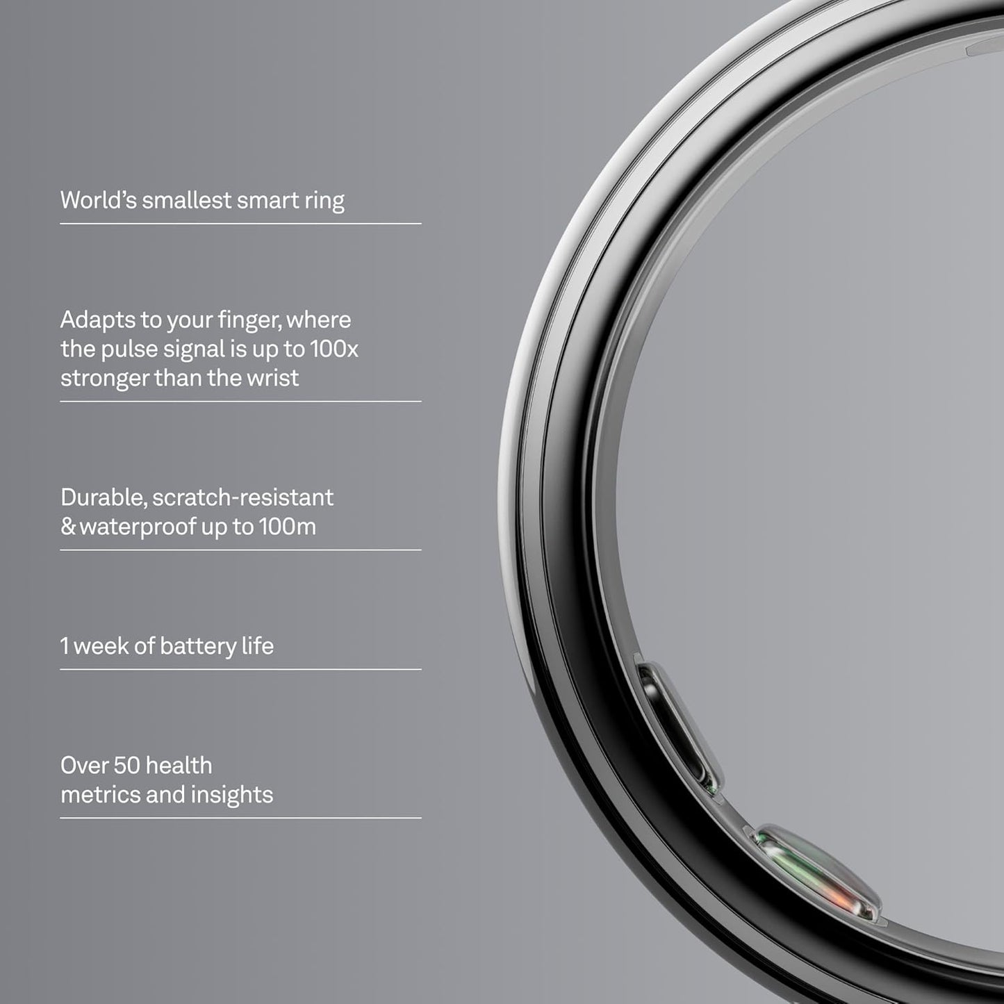 Oura Ring 5 - Silver - Size 11 - World’S Smallest Smart Ring - Sleep, Activity, Women’S Health, AI Advisor, 1 Week of Battery Life, Size before You Buy, Android & Ios Compatible