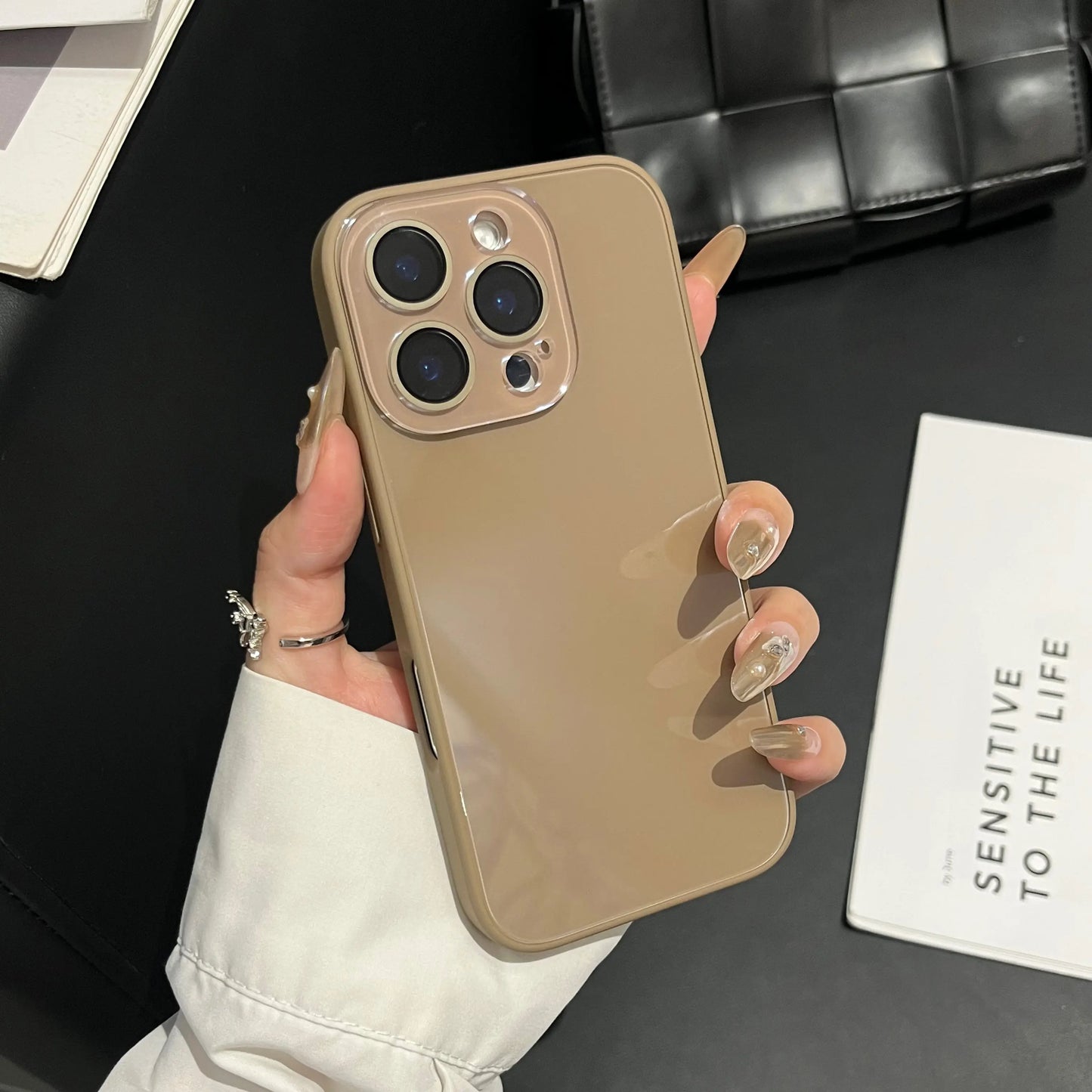 Candy Macaron Crystal Clear Iphone Case, Skin-Feel Soft TPU Bumper & Hard PC Back, Full Lens Protection, Cute Minimalist Pink & White, Compatible with Iphone 17/16/15/14/13 Pro Max Plus