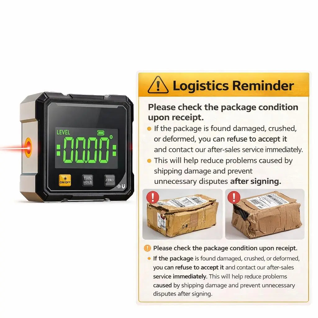 Digital Angle Finder with Electronic Laser Level,Inclinometer- 4-Side Strong Magnetic Angle Gauge, Protractor,Finder Measuring Tool for Woodworking