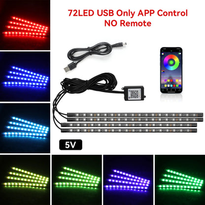 Automotive Ambient Light Foot Interior Modification LED Ambient Light Car Usb/Cig Music Atmosphere Decorative Strip Lamp
