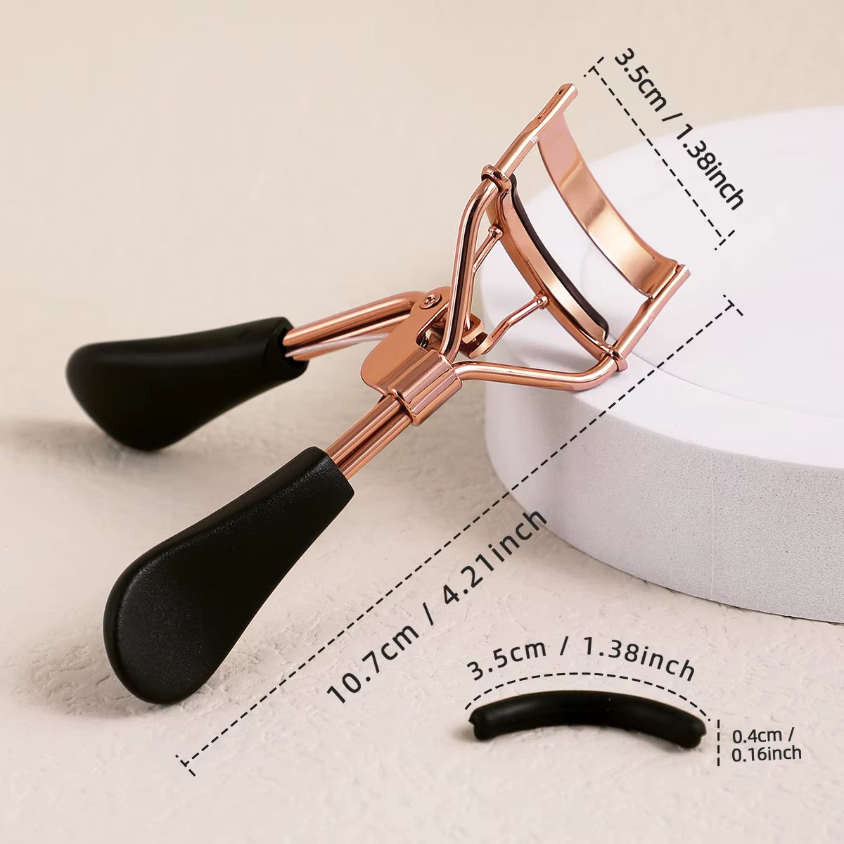 Portable Eyelash Curler with 15 Silicone Pads and Stainless Steel Eyelash Curler, Used for Eyelash Extensions and Curling Tools