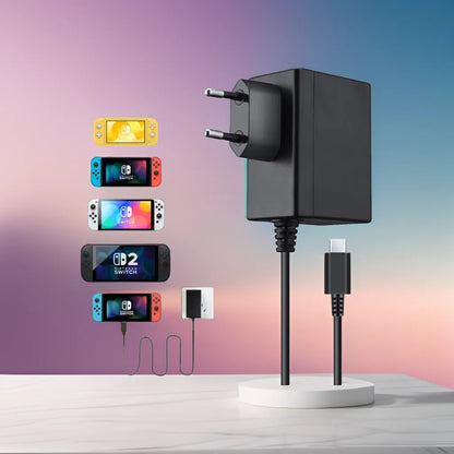 USBC Power Adapter Fast Gan Charger for Switch 2 /Switch /OLED /Lite, Power Supply for NS2 NS Support Switch 15V 2.6A 3A