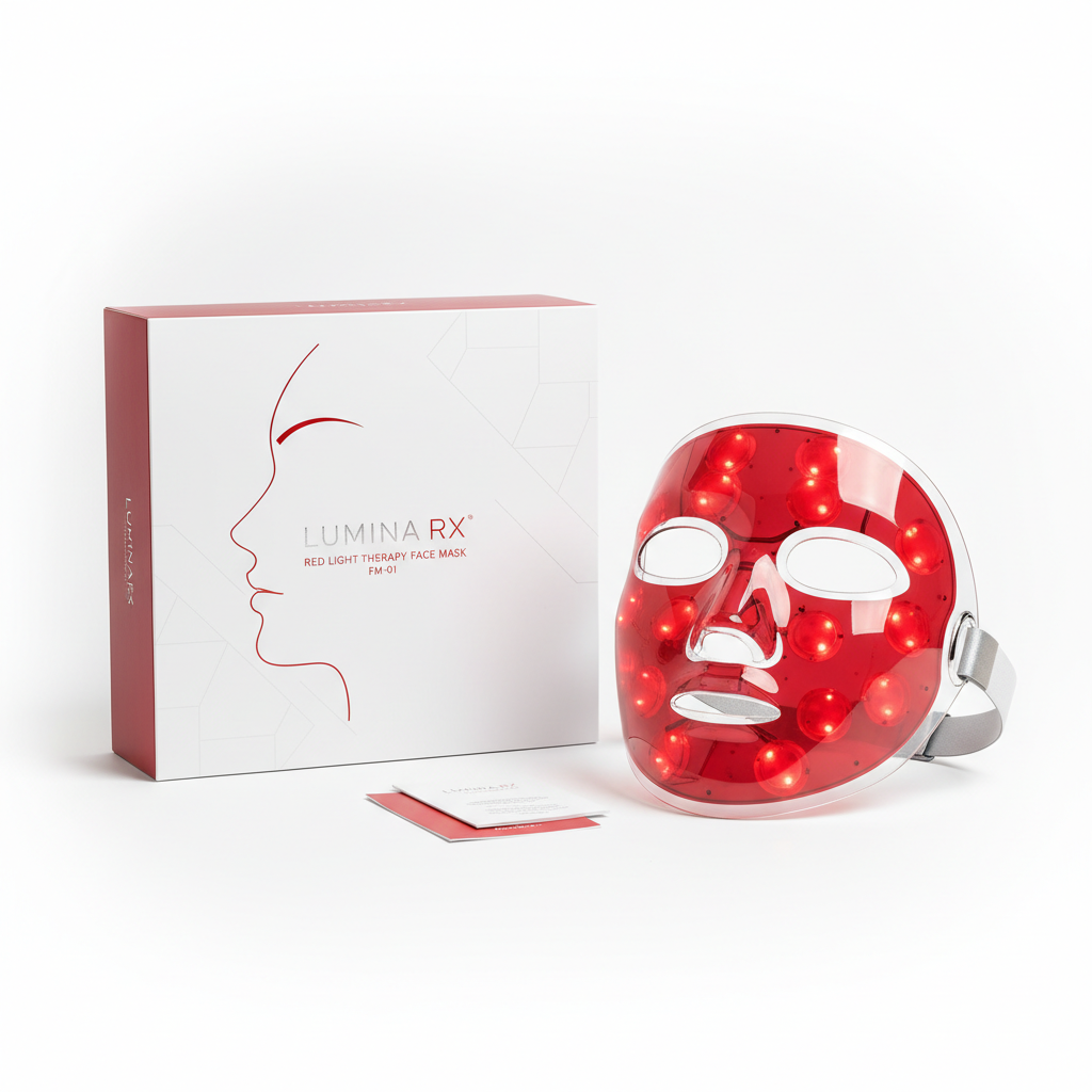 Red light therapy mask FM-01 with packaging